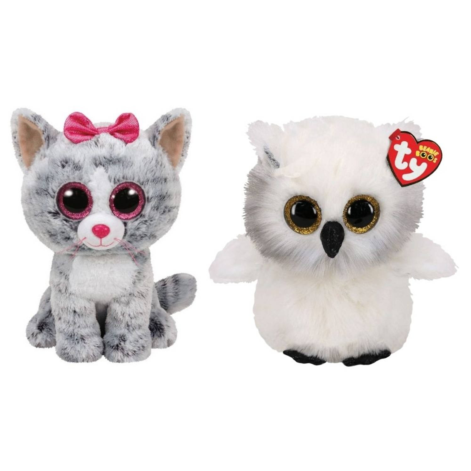 Ty - Knuffel - Beanie Buddy - Kiki Cat & Austin Owl