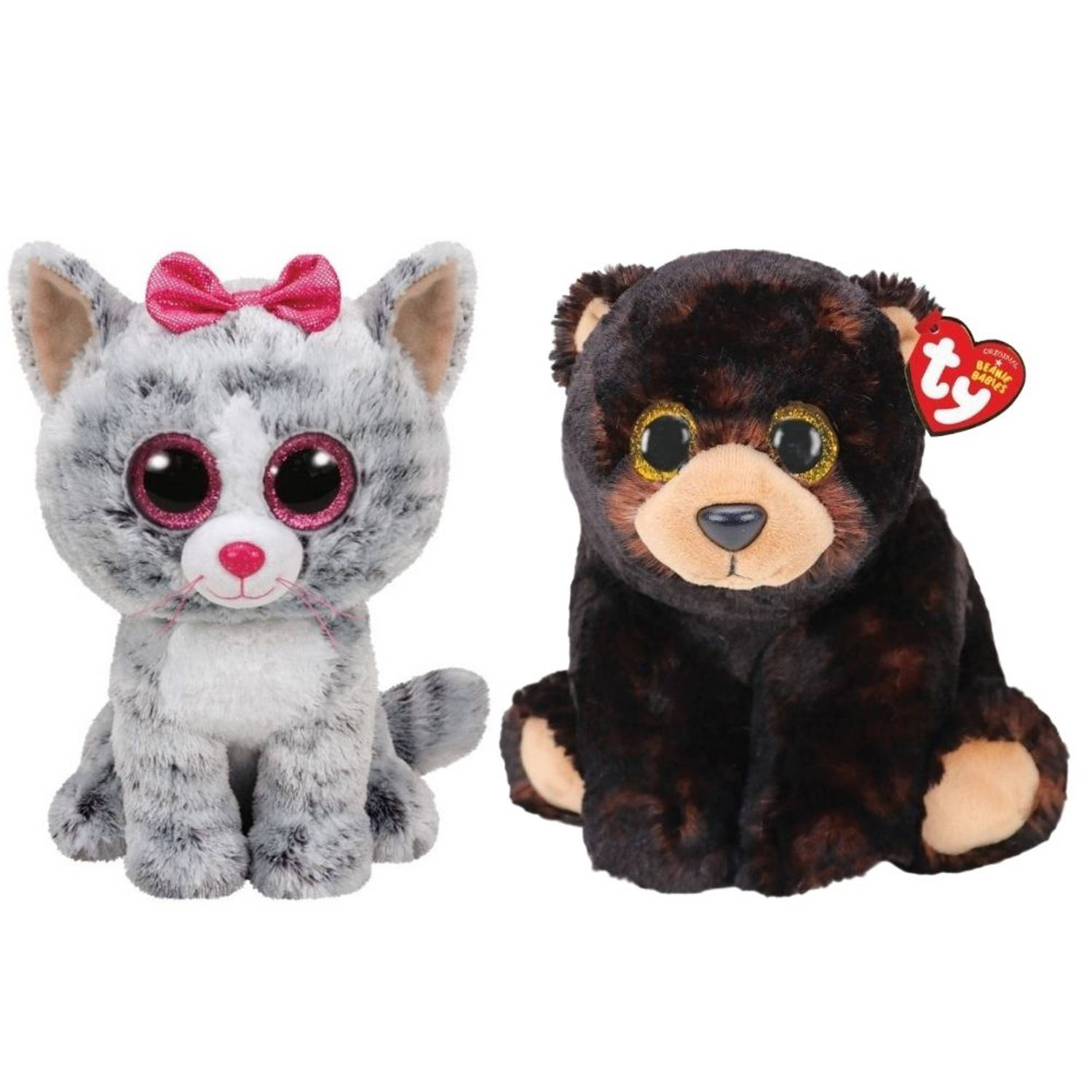 Ty - Knuffel - Beanie Buddy - Kiki Cat & Kodi Bear