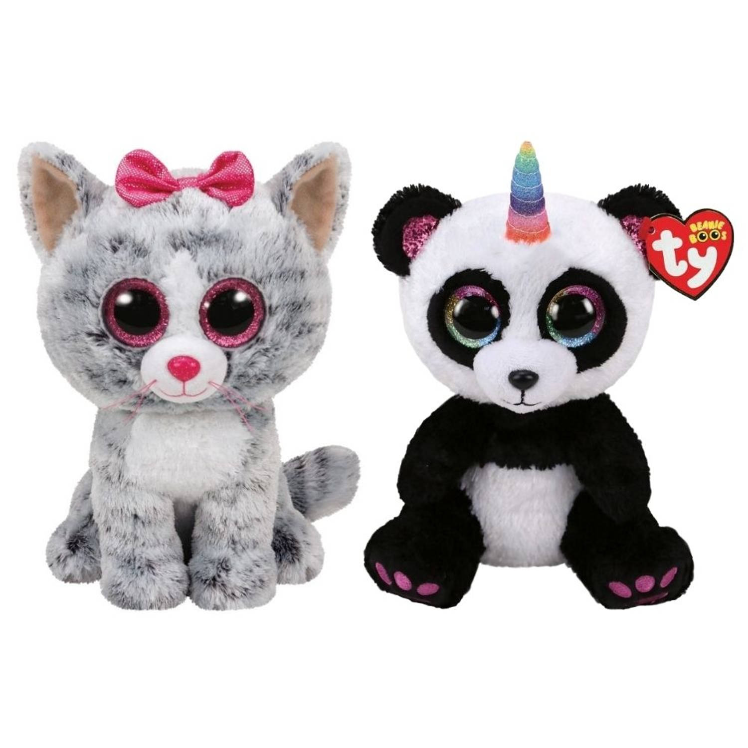 Ty - Knuffel - Beanie Buddy - Kiki Cat & Paris Panda