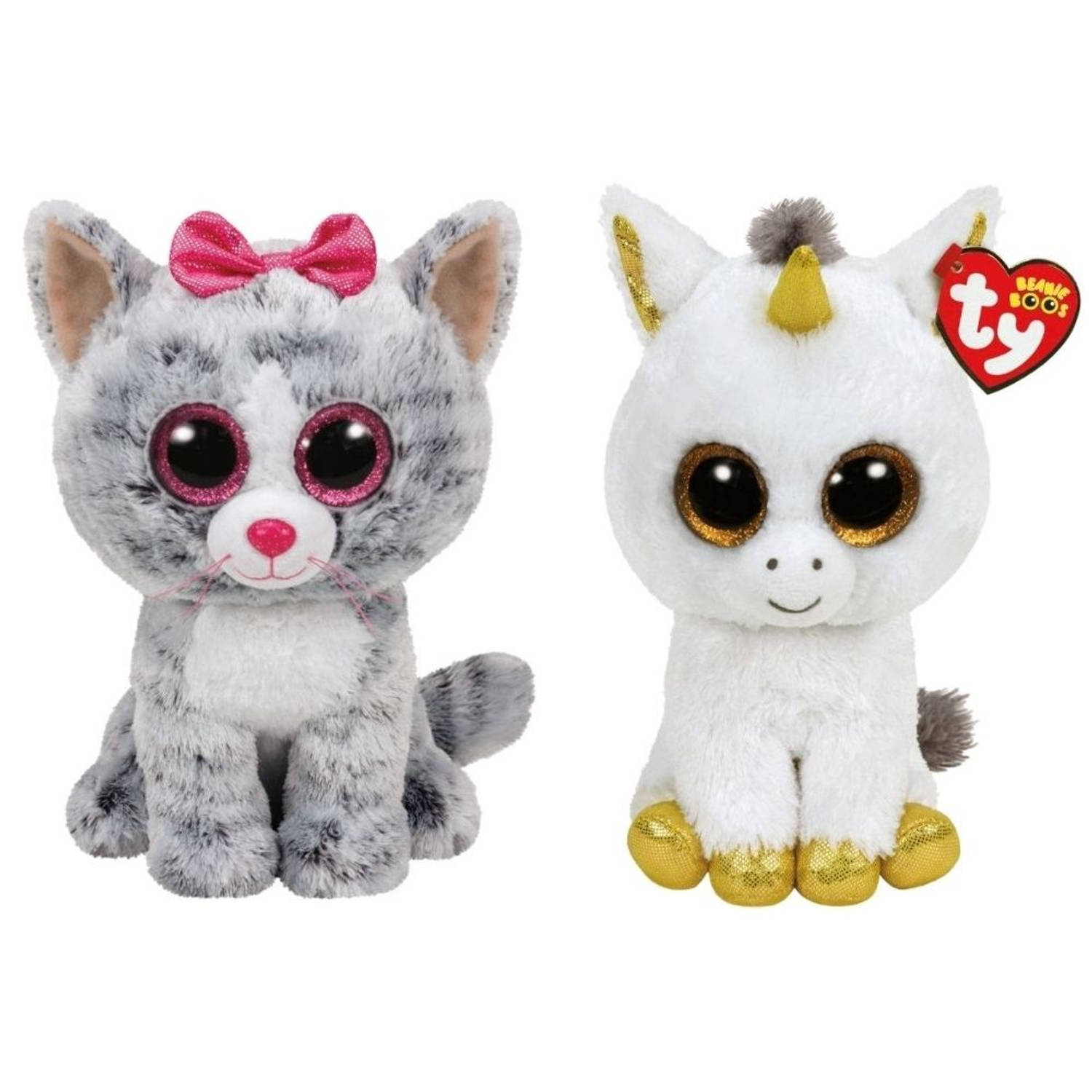 Ty - Knuffel - Beanie Buddy - Kiki Cat & Pegasus Unicorn