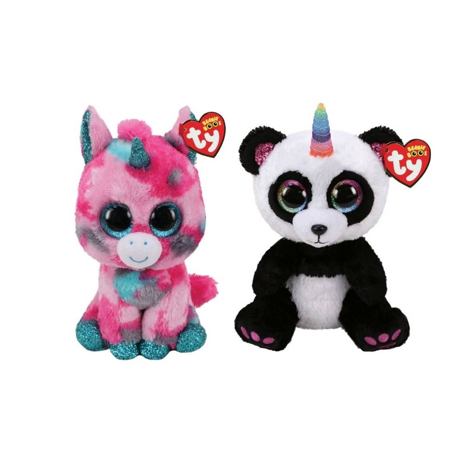 Ty - Knuffel - Beanie Buddy - Gumball Unicorn & Paris Panda