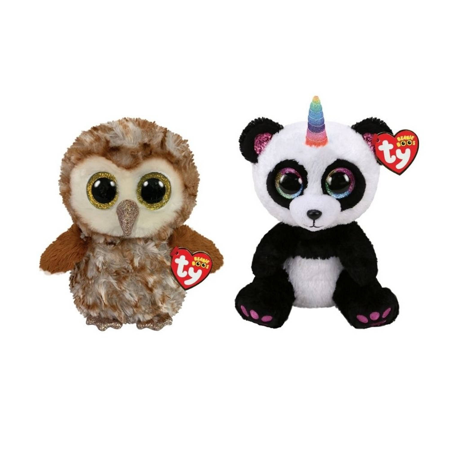 Ty - Knuffel - Beanie Buddy - Percy Owl & Paris Panda