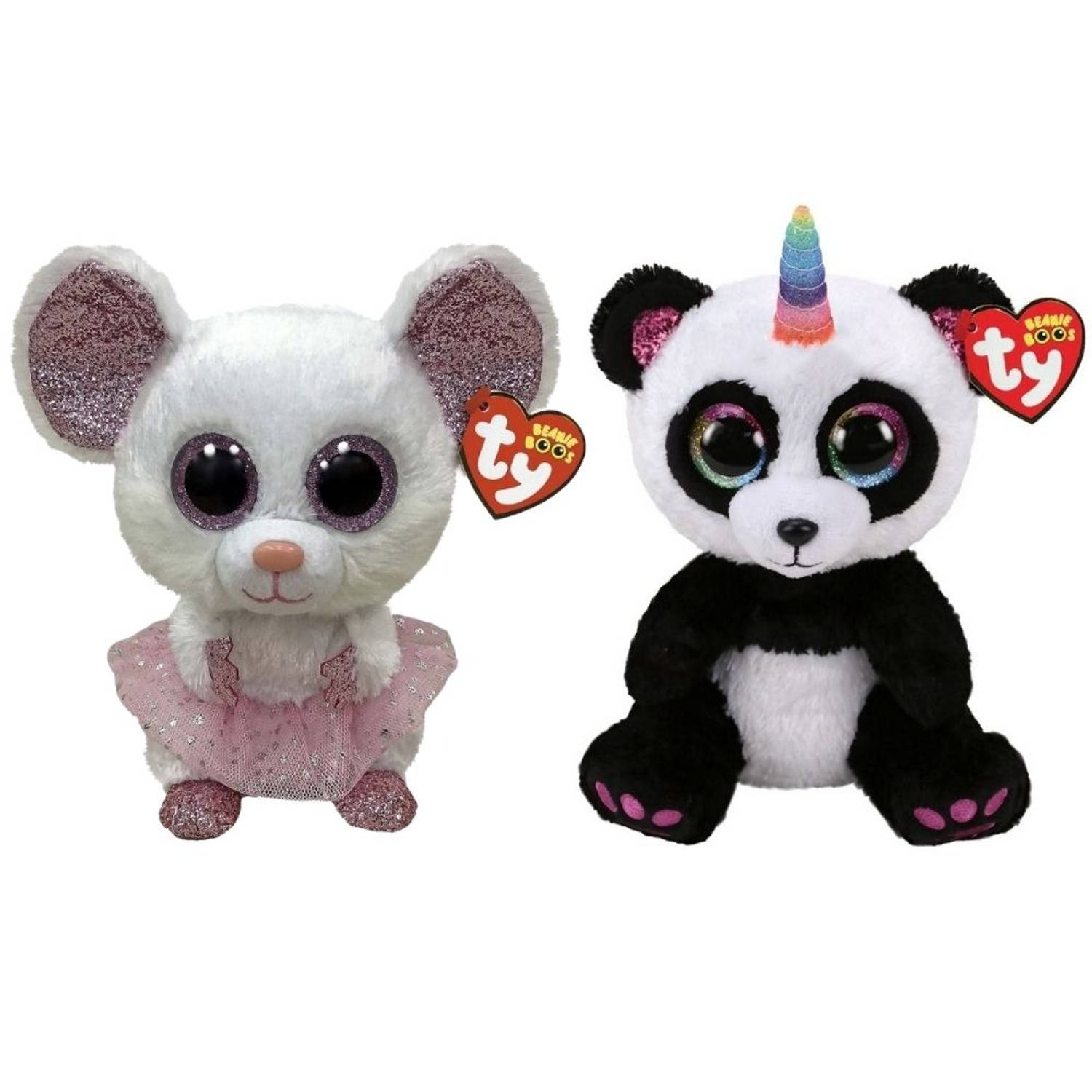 Ty - Knuffel - Beanie Buddy - Nina Mouse & Paris Panda