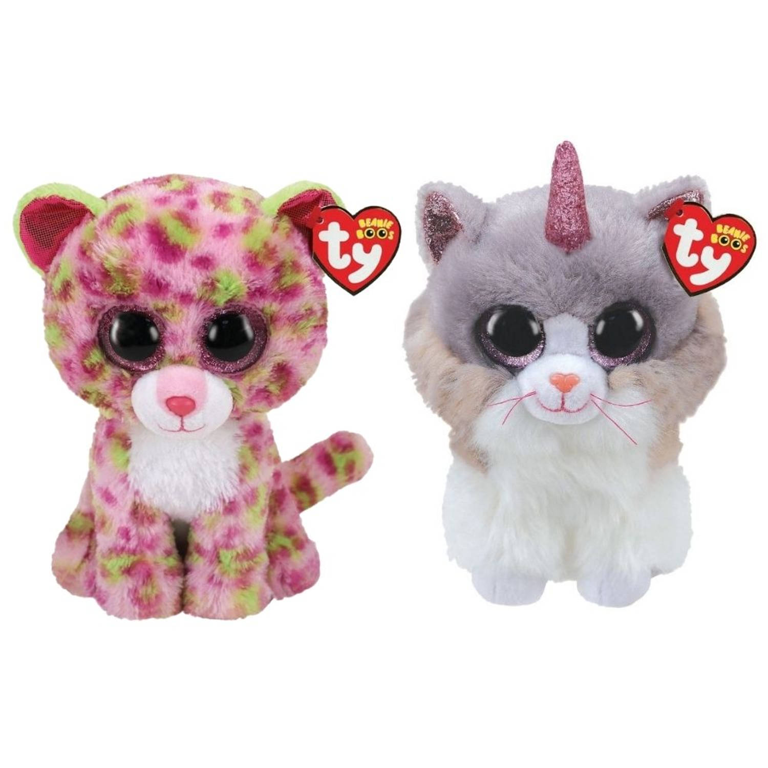 Ty - Knuffel - Beanie Buddy - Lainey Leopard & Asher Cat