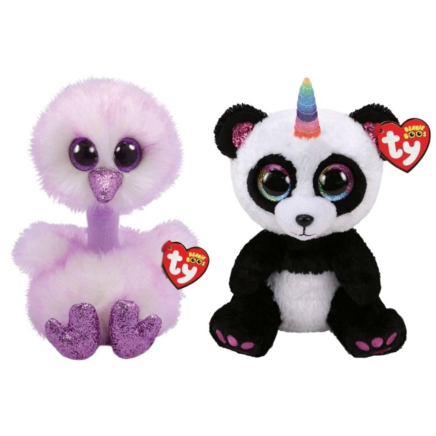 Ty - Knuffel - Beanie Buddy - Kenya Ostrich & Paris Panda