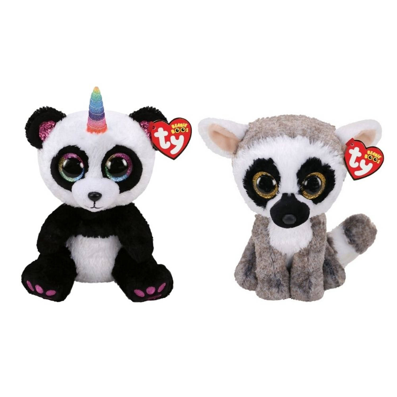 Ty - Knuffel - Beanie Buddy - Paris Panda & Linus lemur