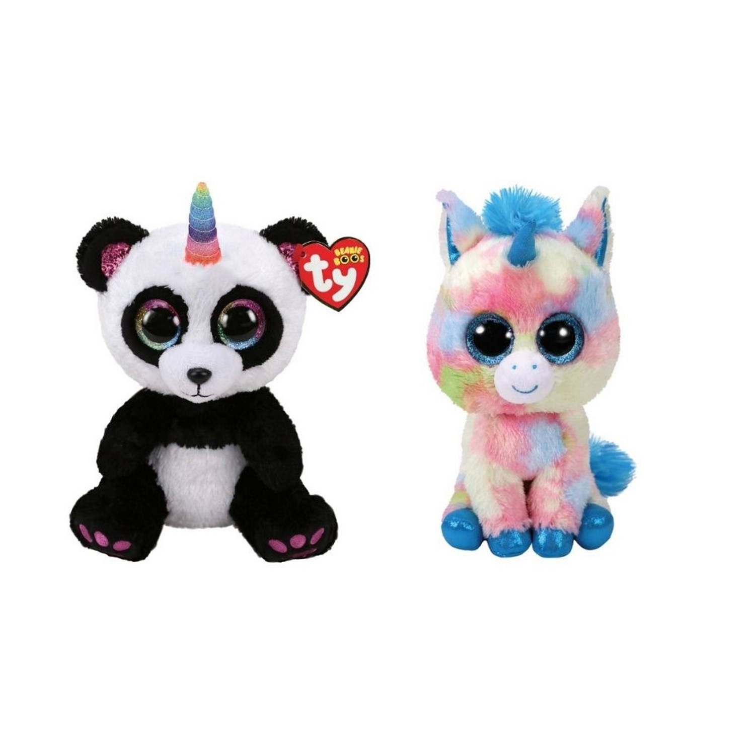 Ty - Knuffel - Beanie Buddy - Paris Panda & Blitz Unicorn