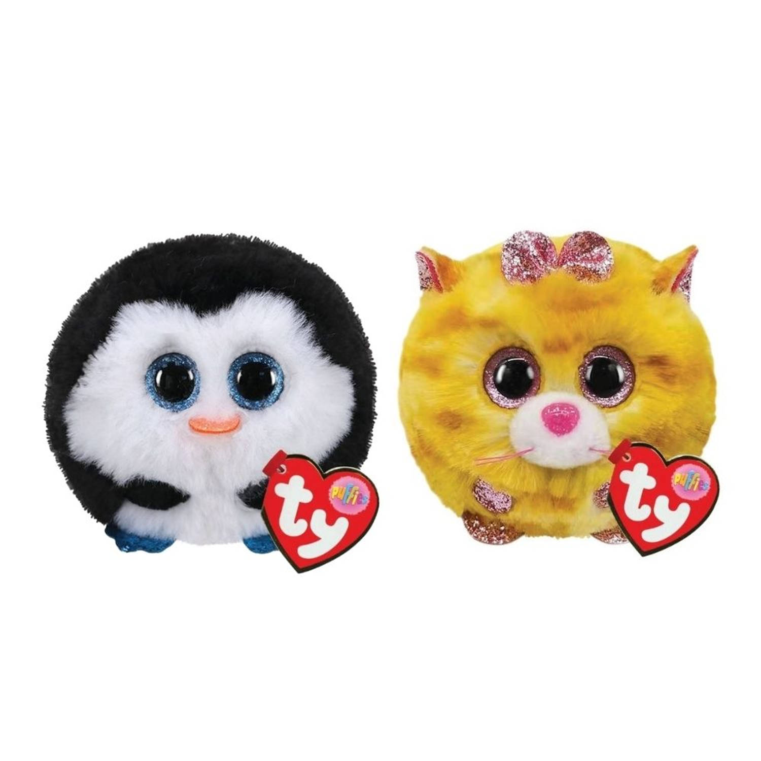 Ty Knuffel Teeny Puffies Waddles Penguin & Tabitha Cat