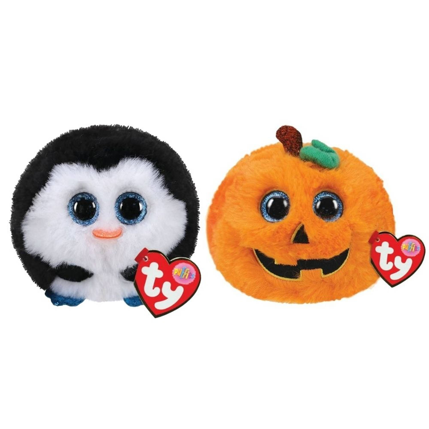 Ty Knuffel Teeny Puffies Waddles Penguin & Halloween Pumpkin