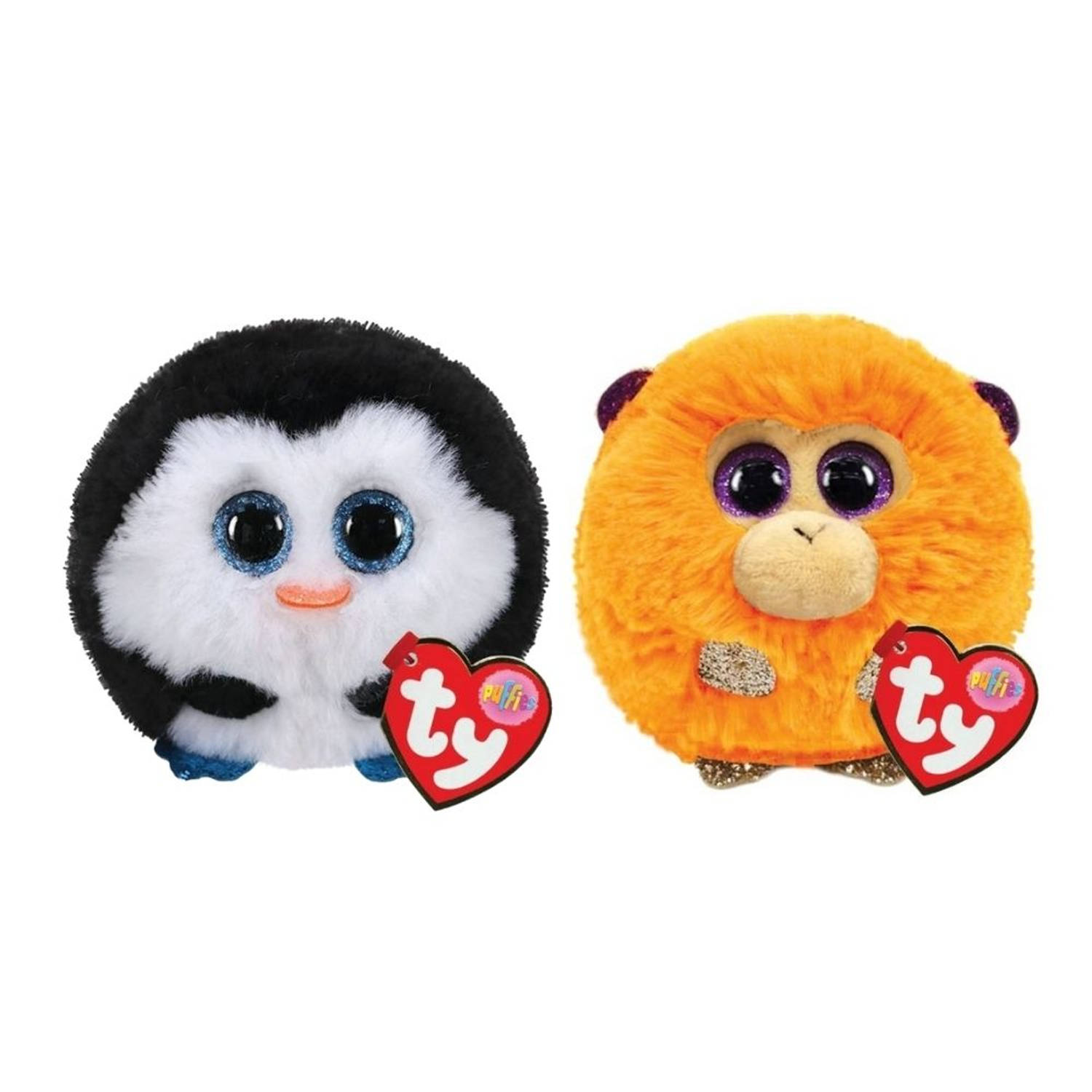 Ty Knuffel Teeny Puffies Waddles Penguin & Coconut Monkey
