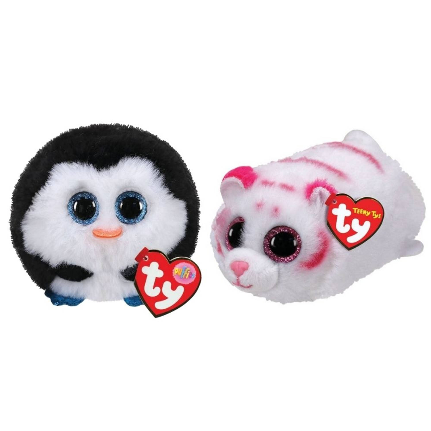 Ty Knuffel Teeny Puffies Waddles Penguin & Tabor Tiger