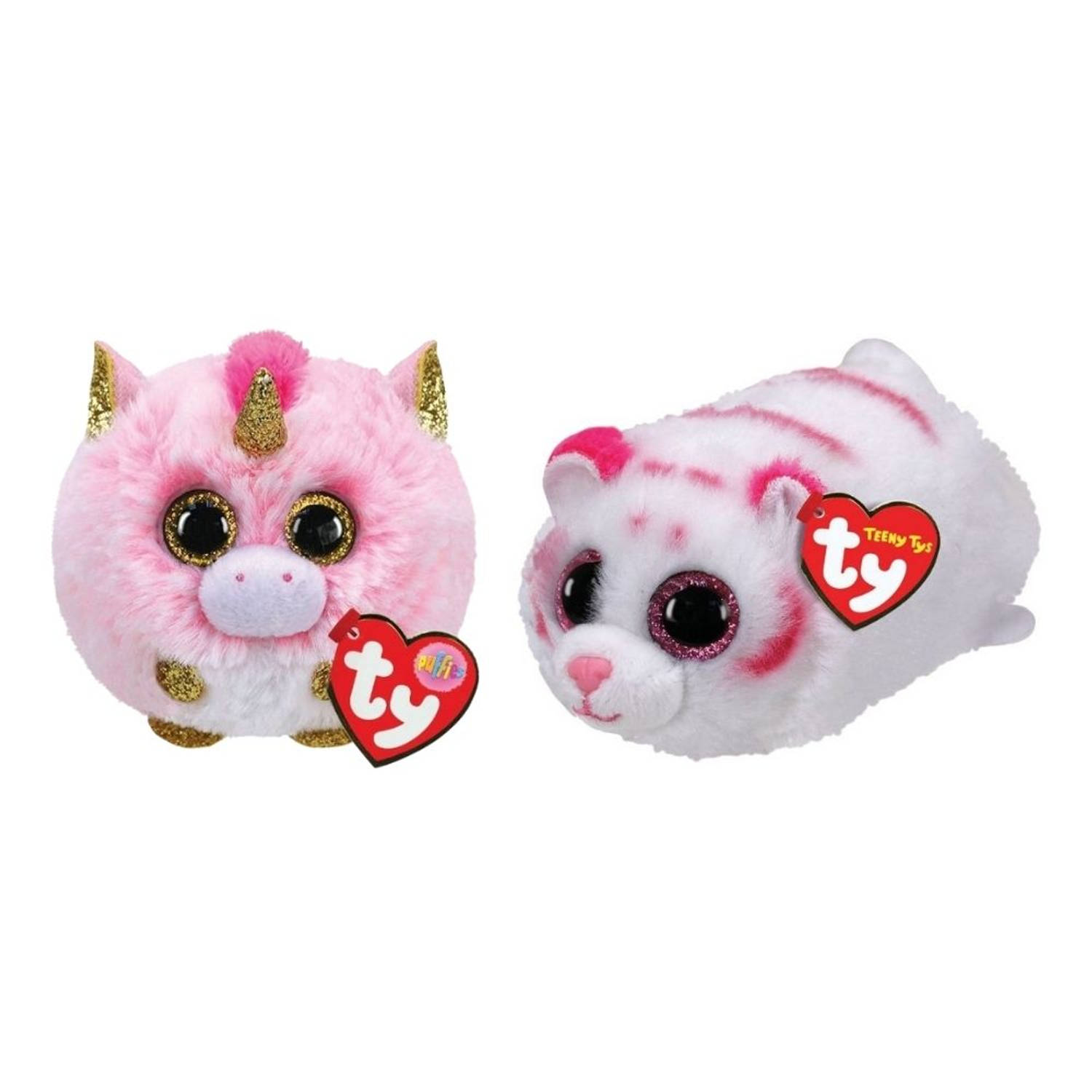 Ty - Knuffel - Teeny Puffies - Fantasia Unicorn & Tabor Tiger