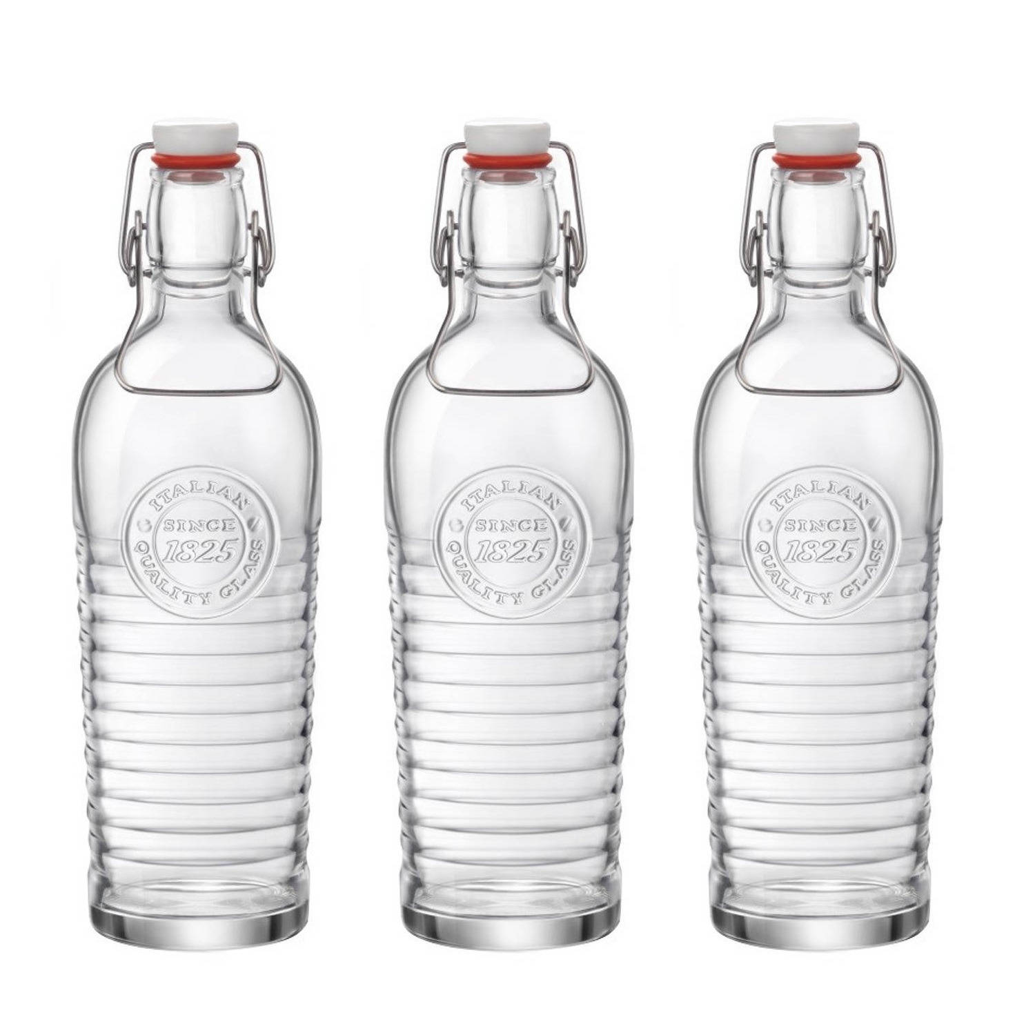 lont vat Afbreken Set van 3x stuks glazen beugelflessen/weckflessen transparant met beugeldop  1,2 liter - Decoratieve flessen | Blokker
