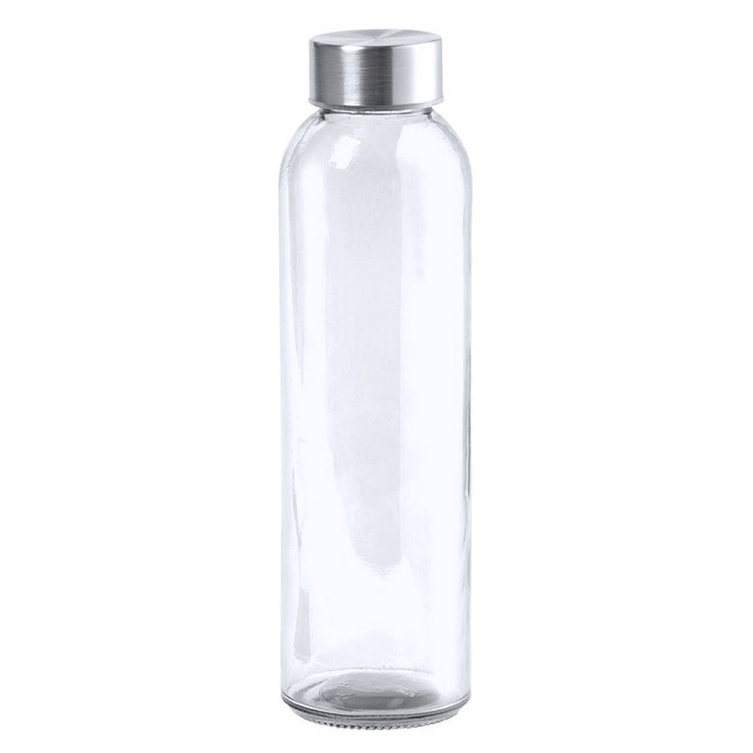 Glazen Waterfles-drinkfles Transparant Met Rvs Dop 500 Ml Sportfles Bidon