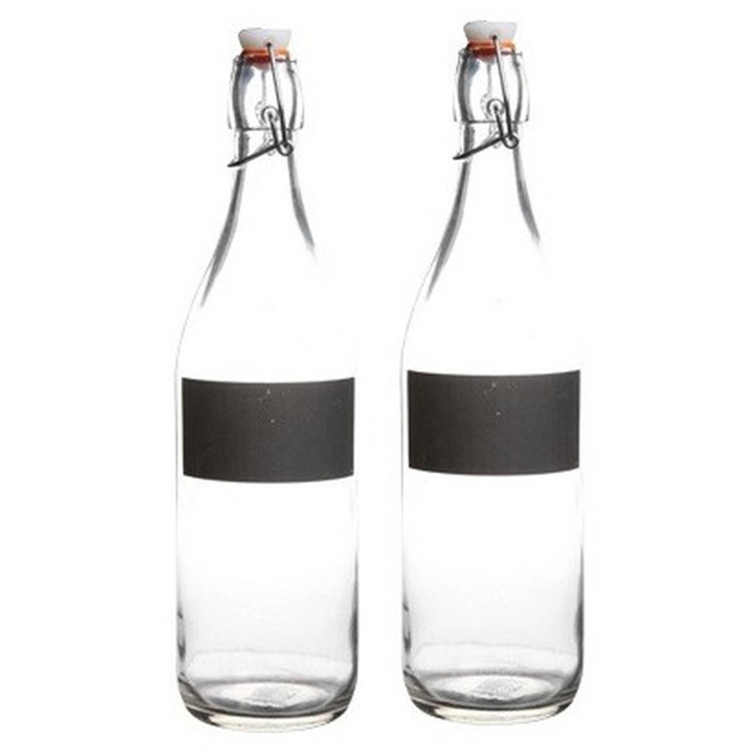 2x Decoratie flessen met tekstvak - Decoratieve flessen