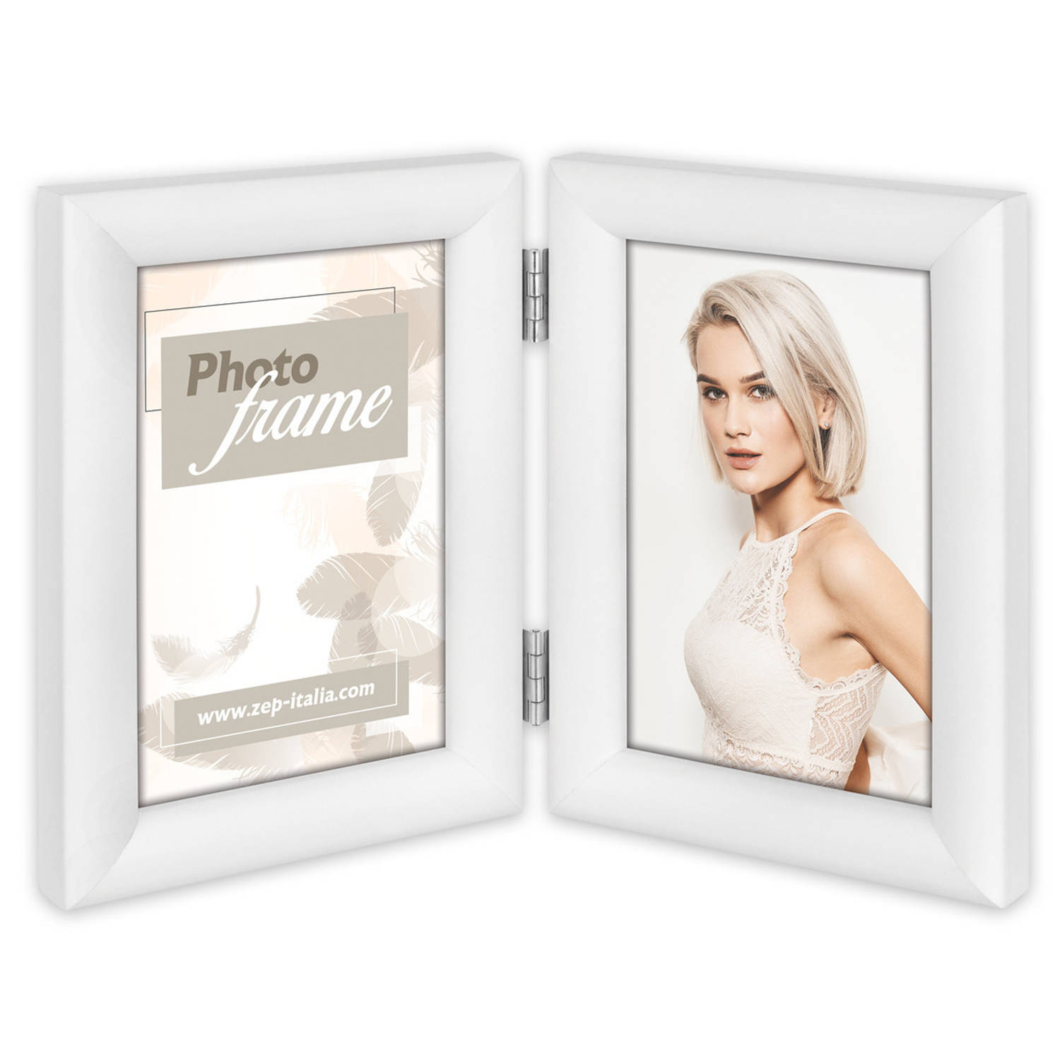 Bestuiven Nauwgezet Niet modieus Dubbele houten fotolijst met soft touch wit geschikt voor een foto van 10 x  15 cm - Fotolijsten | Blokker
