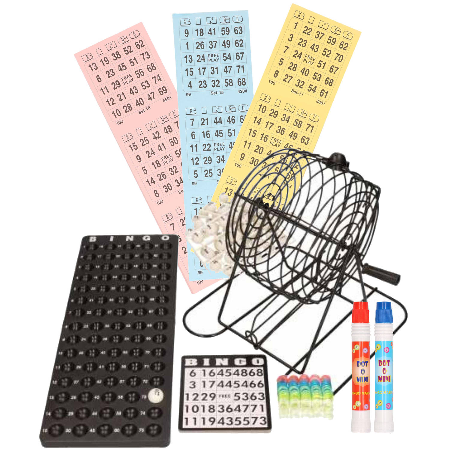 Zonder twijfel Voorloper Gematigd Bingo spel zwart/wit complete set 29 cm nummers 1-75 met molen/168x  bingokaarten/2x stiften - Kansspelen | Blokker