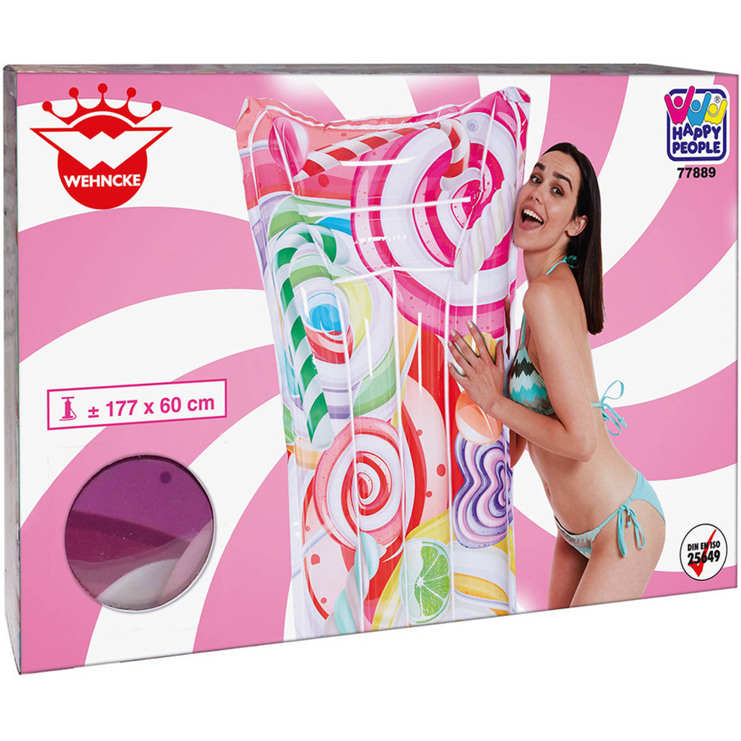 Roze/snoepjes print opblaasbaar luchtbed 177 x 60 kids - Luchtbed (zwembad) | Blokker
