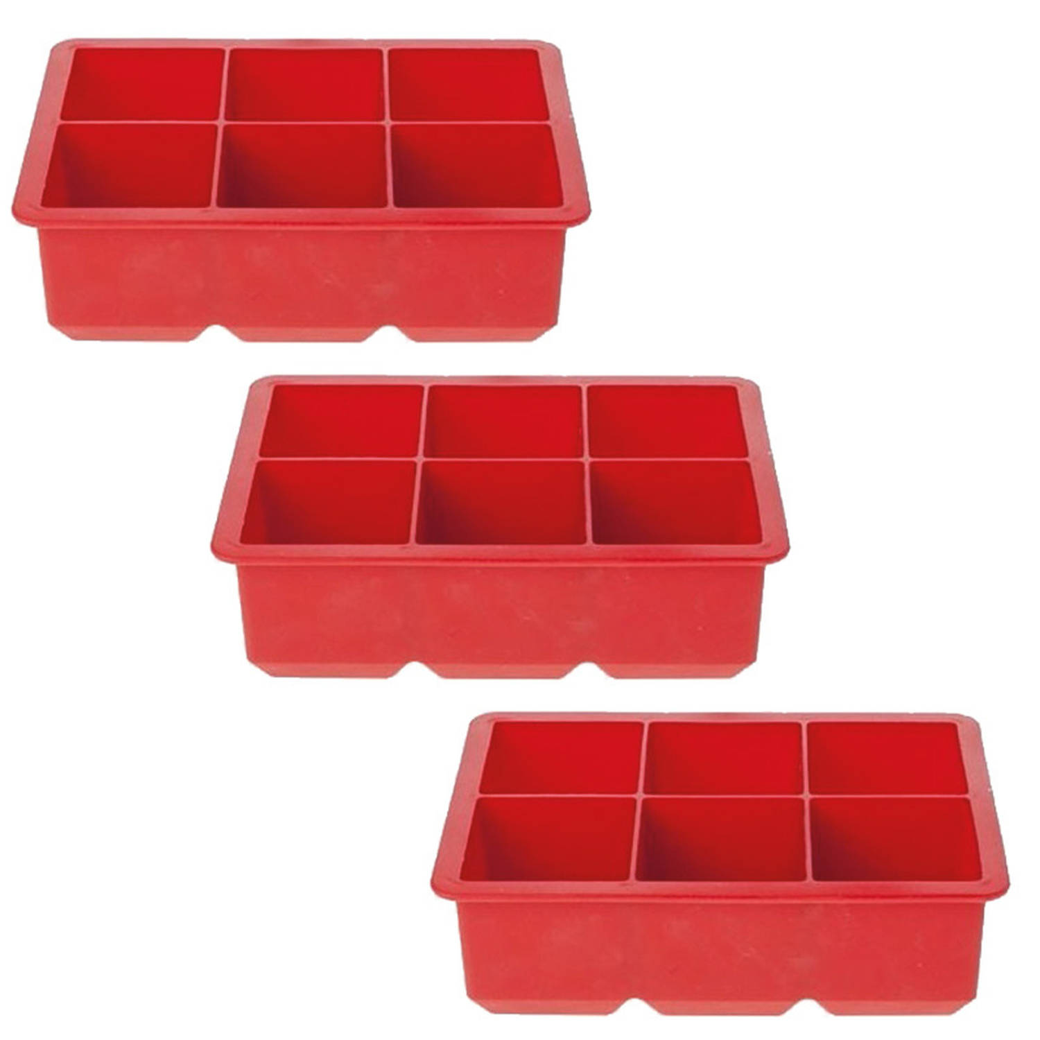 3x Rode ijsblokjes vormen 6 kubussen IJsblokjesvormen