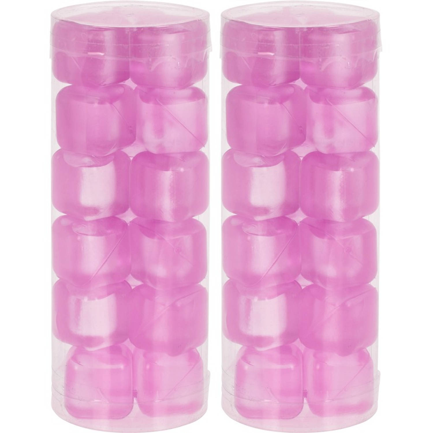 36x Roze ijsblokjesijsklontjes van kunststofplastic IJsblokjesvormen