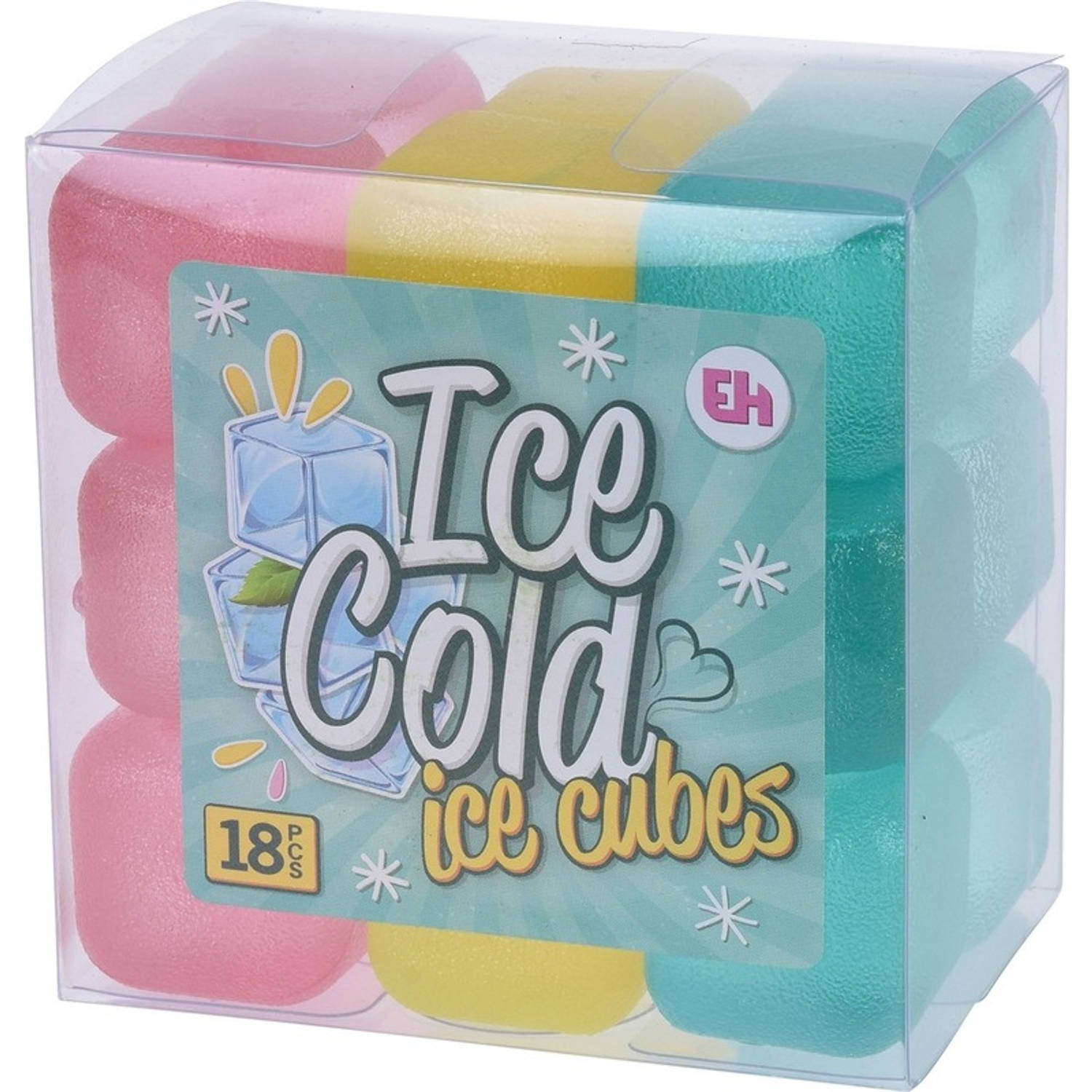 baden Corporation diagonaal 18x Plastic herbruikbare ijsklontjes/ijsblokjes gekleurd - IJsblokjesvormen  | Blokker