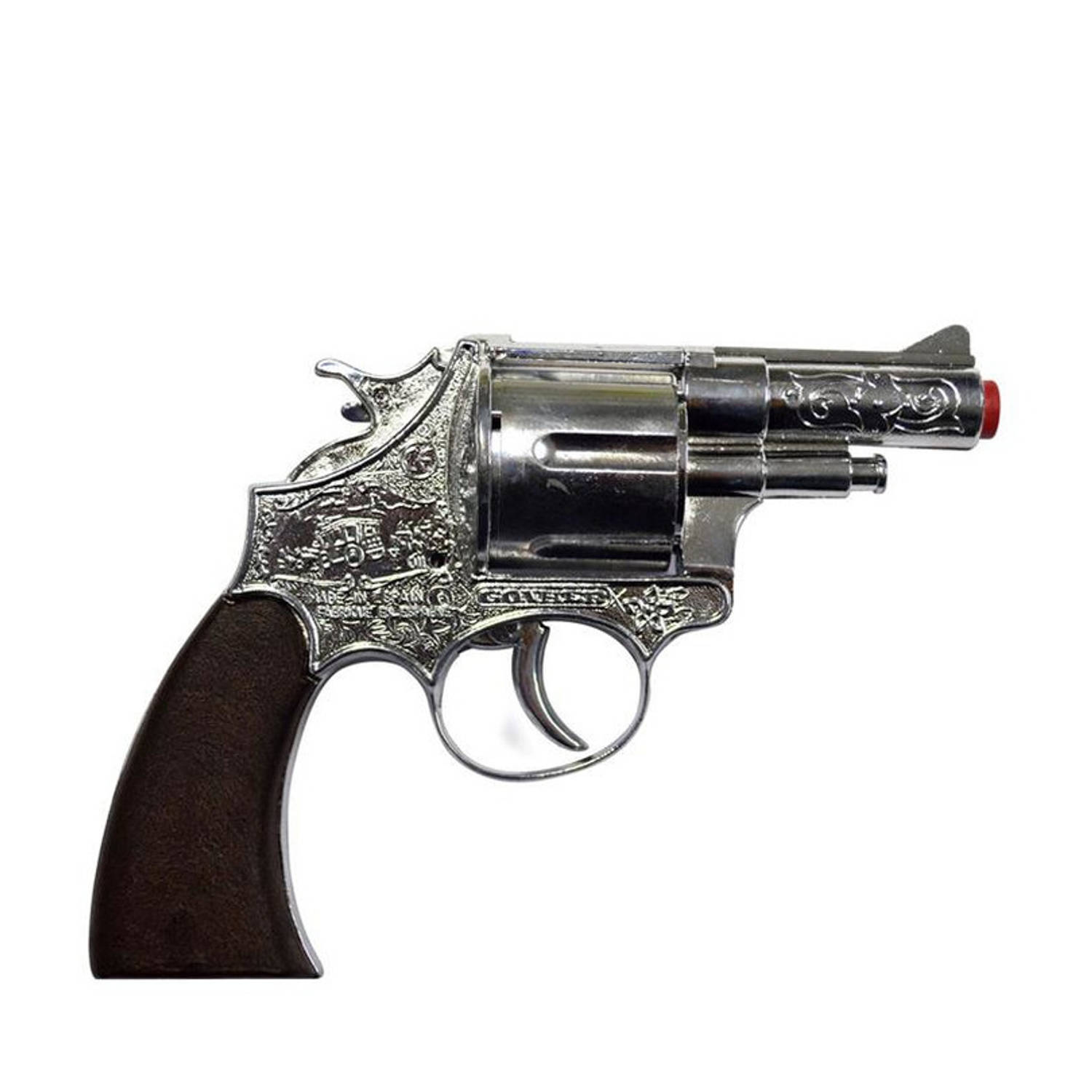 Verkleed speelgoed revolver/pistool metaal 12 schots - Plaffertjes pistolen wapens voor kinderen