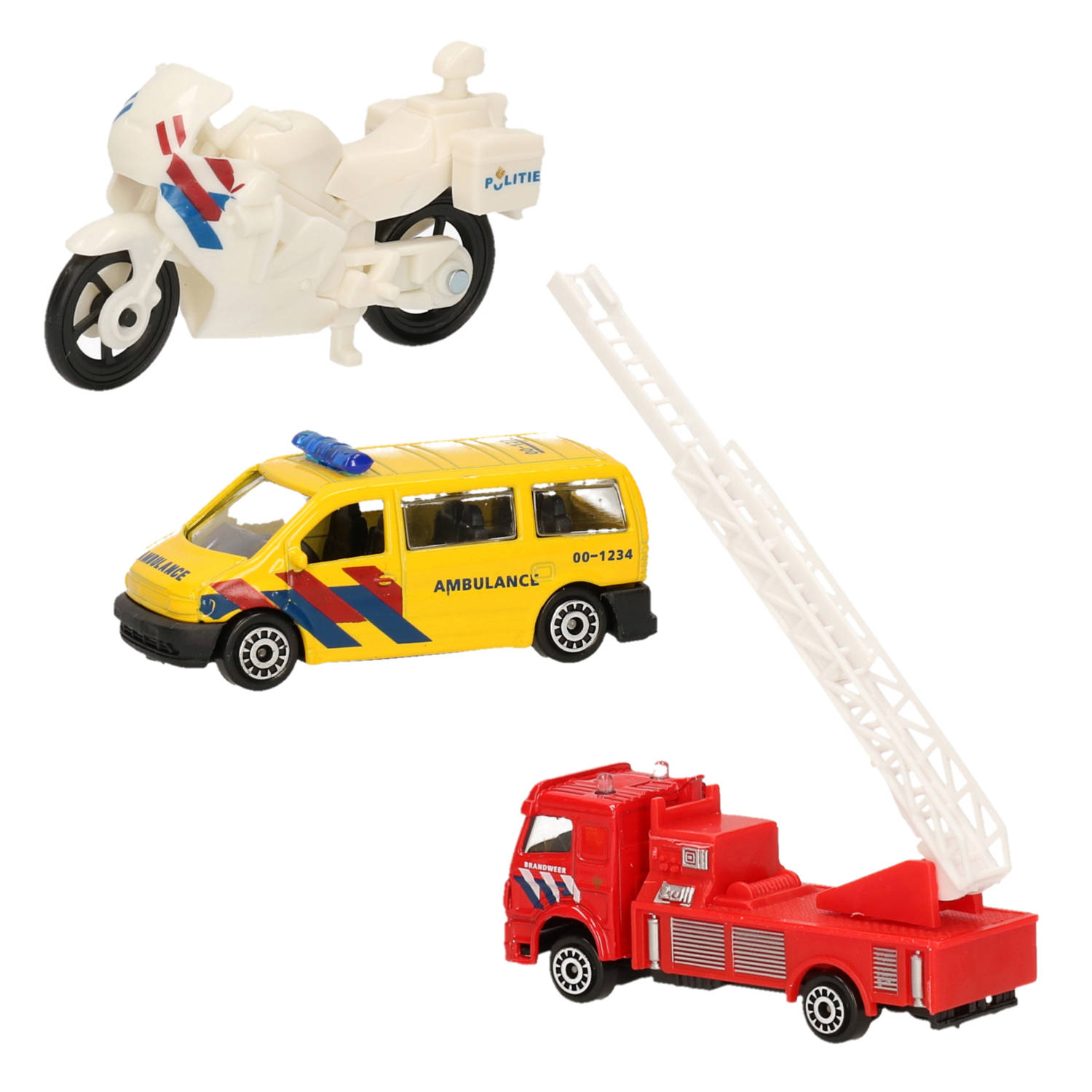Nederlandse Politie-brandweer-ambulance Speelgoedauto Set 7 Cm Speelgoed Auto's
