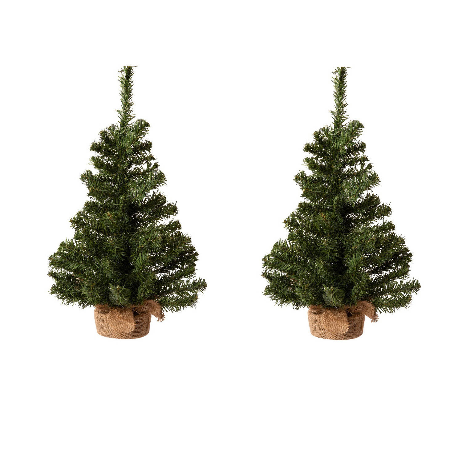 2x Stuks Kunstboom-kunst Kerstboom Inclusief Kerstversiering 60 Cm Kunstkerstboom