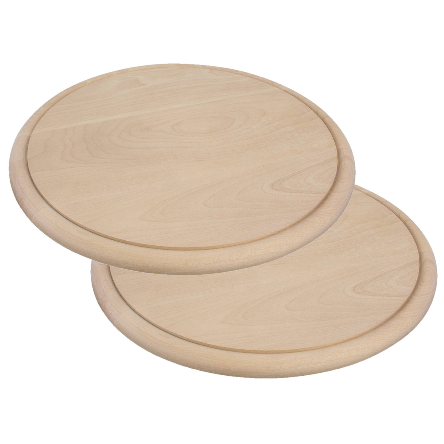 Set van 2x stuks ronde houten ham plankjes / broodplanken / serveer planken 25 cm - Serveerplanken