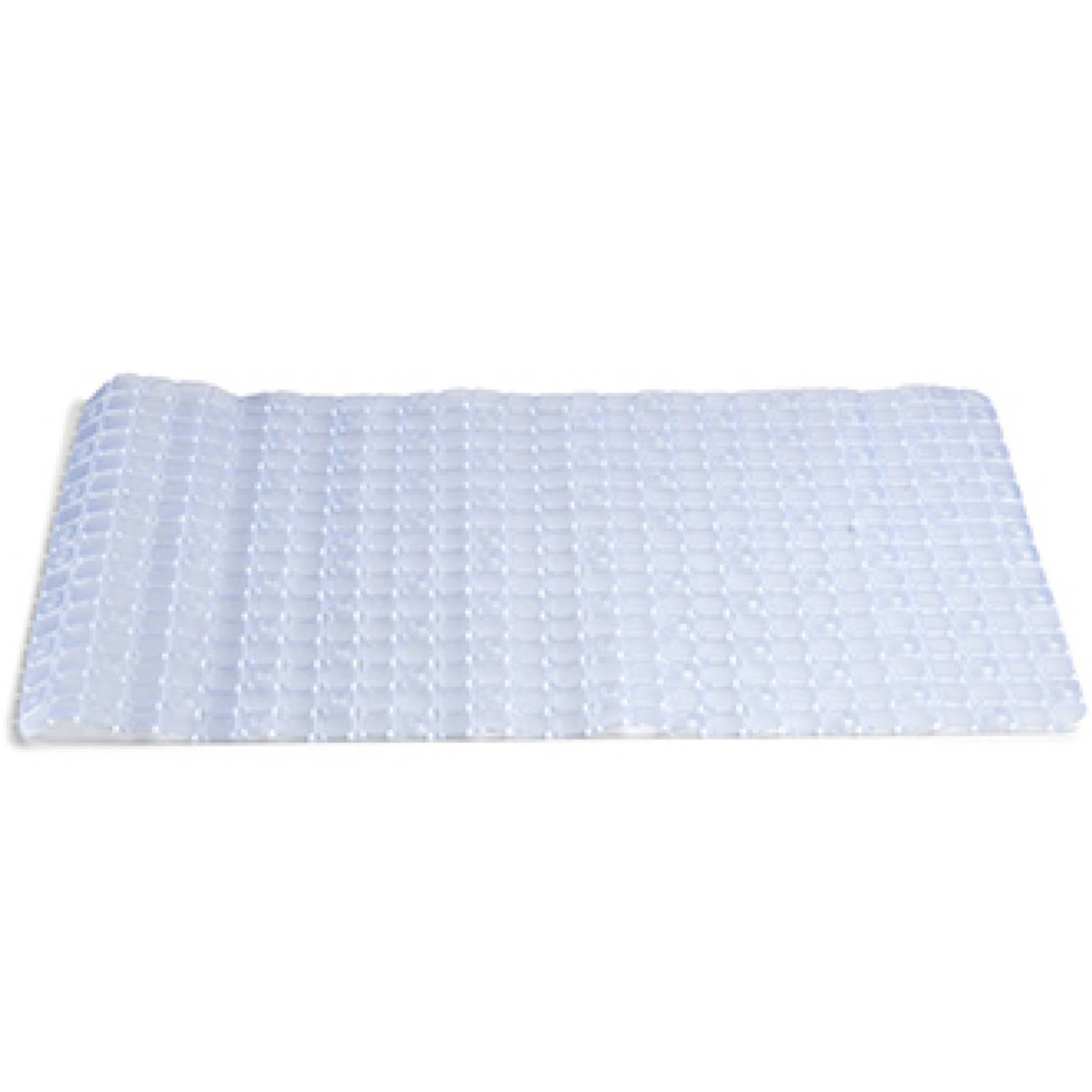 Badmat/douchemat anti-slip transparant vierkant patroon 69 x 39 cm - Badmatjes