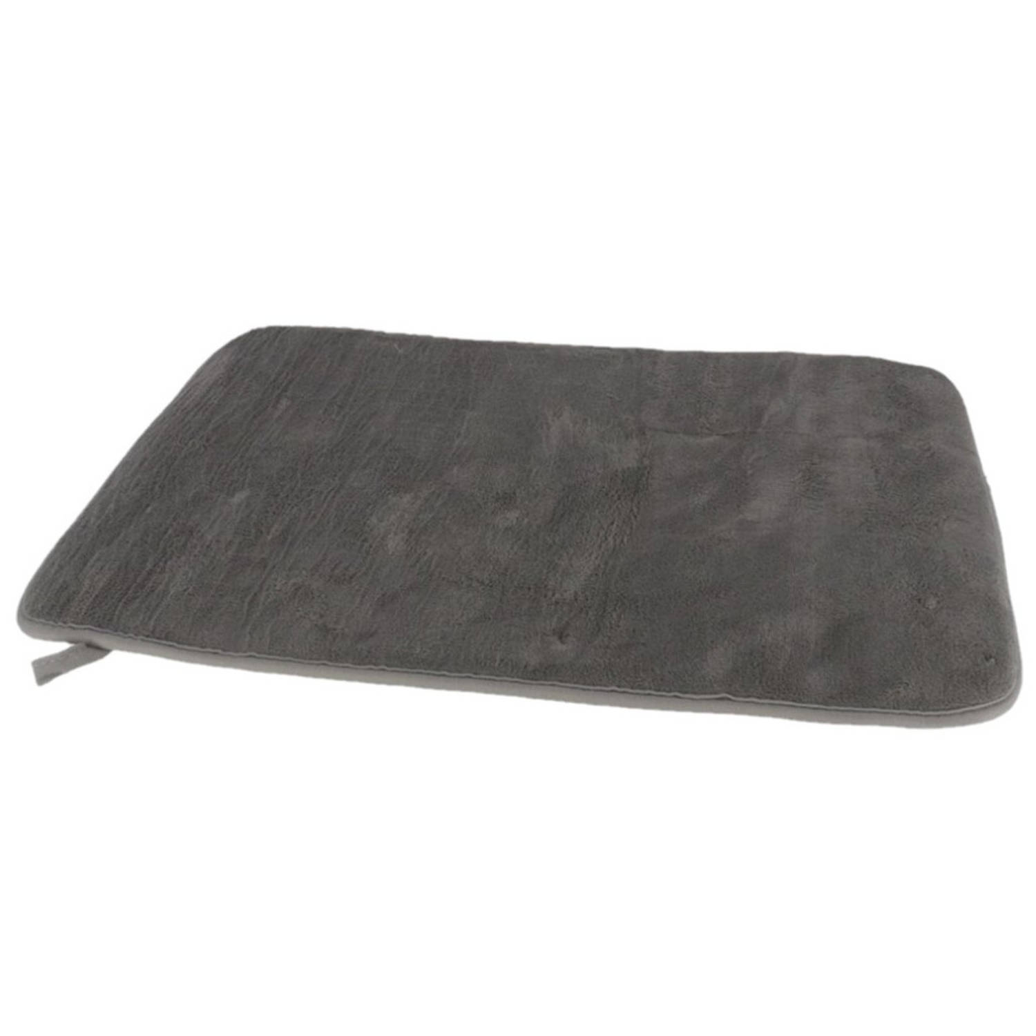 Sneldrogende badmat met anti slip grijs 40 x 60 cm rechthoekig - Badmatjes