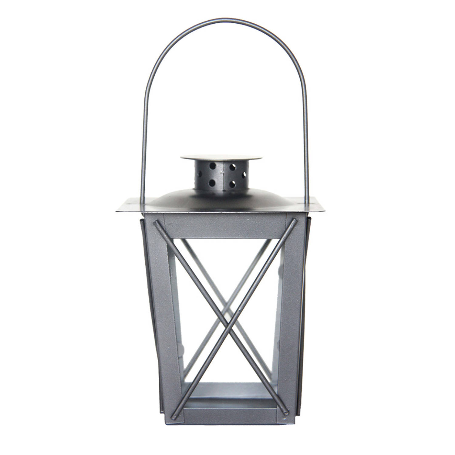 overal waterbestendig bovenste Zilveren tuin lantaarn/windlicht van ijzer 12 x 12 x 16 cm - Lantaarns |  Blokker