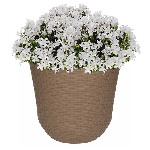1x Taupe plantenbakken/bloembakken rond 25 cm - Plantenpotten