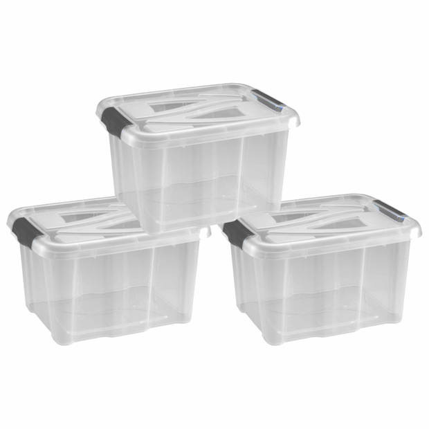 3x Stuks kunststof stapelbare opbergbakken 17 liter 40 x 32 x 23 cm - Opbergbox