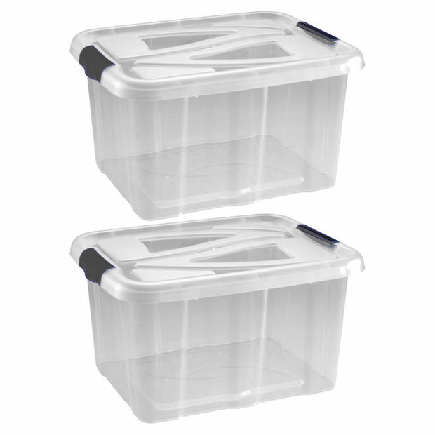 2x Stuks kunststof stapelbare opbergbakken 30 liter 49 x 39 x 26 cm - Opbergbox