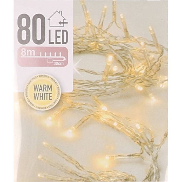 3x Kerst lampjes lichtsnoer warm wit op batterijen 5 meter indoor - Lichtsnoeren
