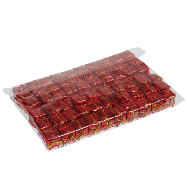 Prikkers 60x - mini cadeautjes - rood - 2,5 cm - Kerststukjes