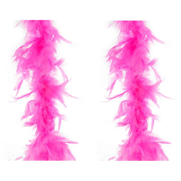 Carnaval verkleed veren Boa kleur fluor fuchsia roze 2 meter - Verkleed boa