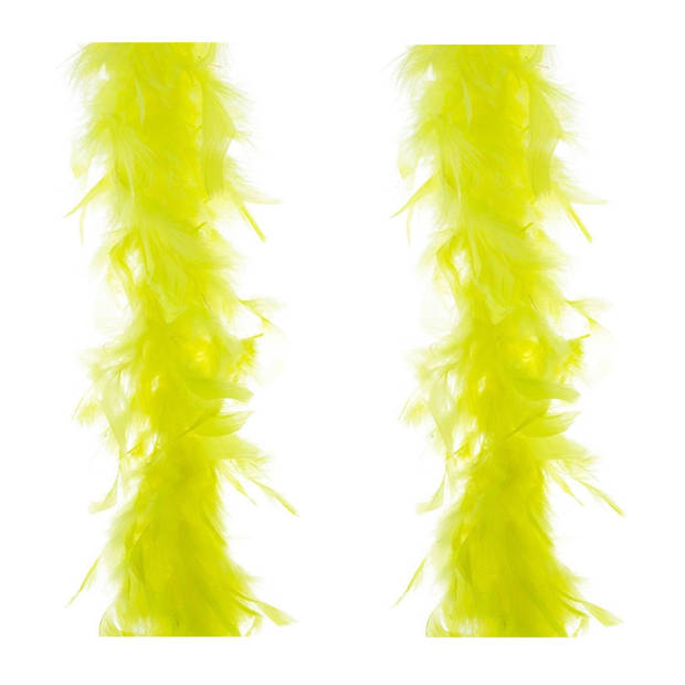 Carnaval verkleed veren Boa kleur fluor geel 2 meter - Verkleed boa