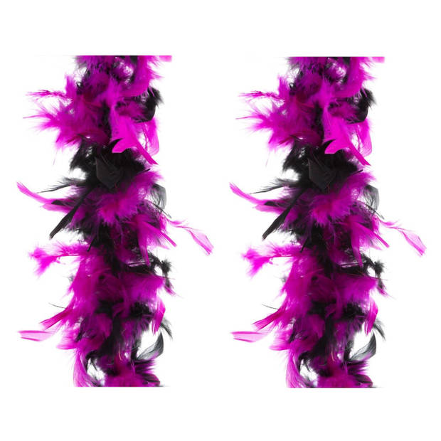 Carnaval verkleed veren Boa kleur zwart/roze mix 2 meter - Verkleed boa