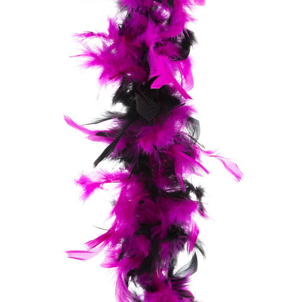 Carnaval verkleed veren Boa kleur zwart/roze mix 2 meter - Verkleed boa