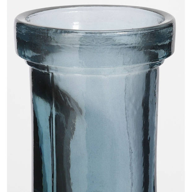 Flesvaas bloemenvaas/bloemenvazen 18 x 75 cm transparant blauw glas - Vazen