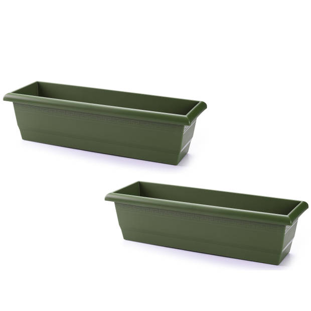 2x stuks plantenbak groen rechthoekig 60 x 20 x 16 cm - Plantenbakken