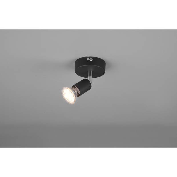 LED Wandspot - Trion Pamo - GU10 Fitting - 1-lichts - Rond - Mat Zwart - Aluminium