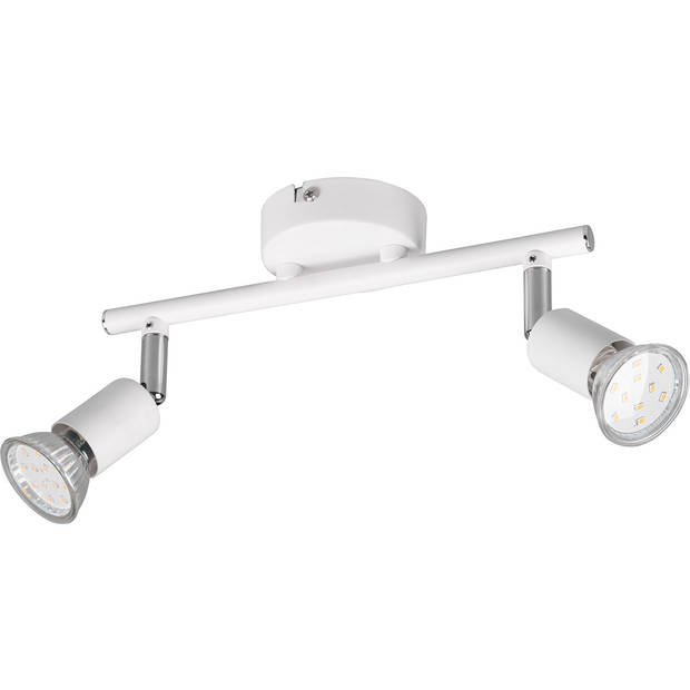 LED Plafondspot - Trion Pamo - GU10 Fitting - 2-lichts - Rond - Mat Wit - Aluminium