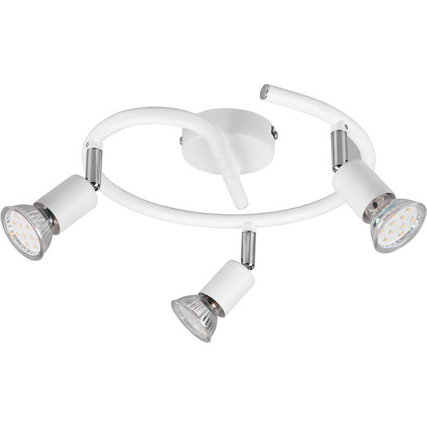 LED Plafondspot - Trion Pamo - GU10 Fitting - 3-lichts - Rond - Mat Wit - Aluminium