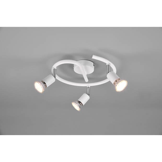 LED Plafondspot - Trion Pamo - GU10 Fitting - 3-lichts - Rond - Mat Wit - Aluminium