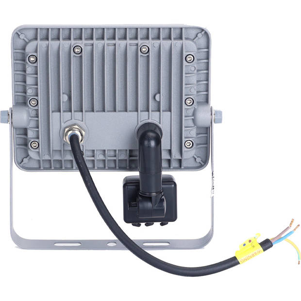 LED Bouwlamp met Sensor - Aigi Zuino - 30 Watt - Helder/Koud Wit 6500K - Waterdicht IP65 - Kantelbaar - Mat Grijs -