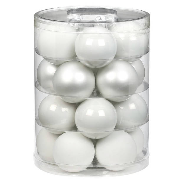 60x stuks glazen kerstballen elegant wit mix 6 cm glans en mat - Kerstbal