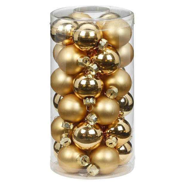 60x stuks kleine glazen kerstballen goud mix 4 cm - Kerstbal